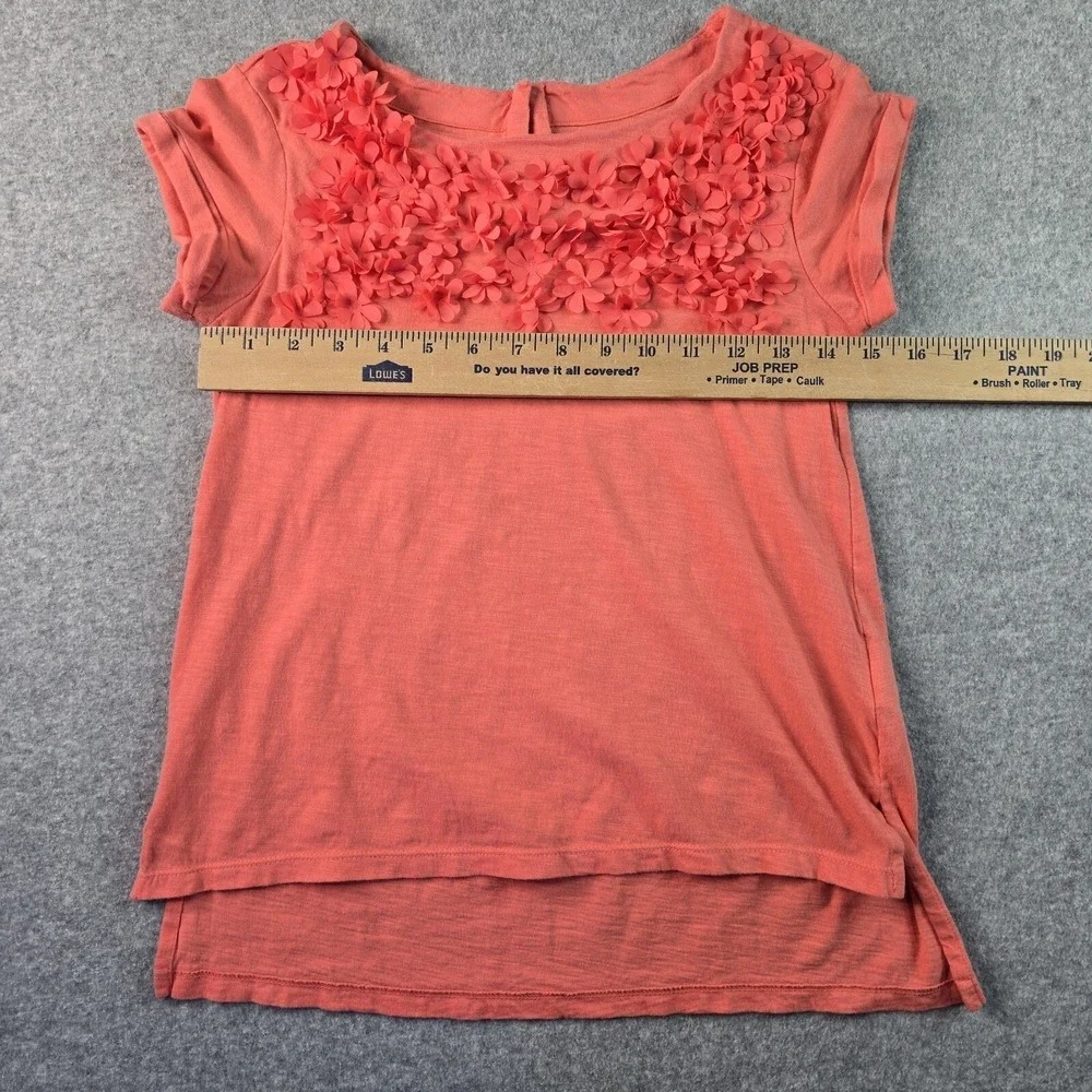 GapKids 2 Piece Outfit Girls XL 12 Coral Pink Floral Applique Top & Skinny Jeans